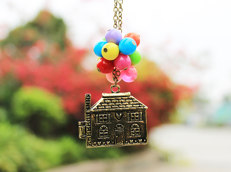 Up Necklace,flying House Necklace,dream House Necklace,rainbow House,up